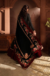 Iznik IV-59 black embroidered velvet frock